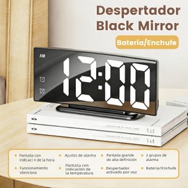 Despertador digital LED Meeyoga 4096 – hora 12/24, temperatura y alarma doble