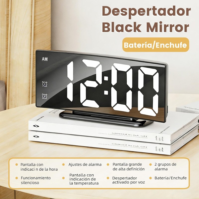 Despertador digital LED Meeyoga 4096 – hora 12/24, temperatura y