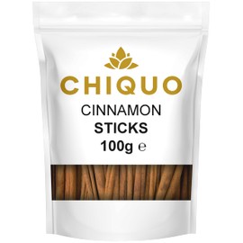 Chiquo Cinnamon Sticks 100g | Premium Whole Cassia Bark for Cooking and Baking | Aromatic Spice in Resealable Pack for Long-Lasting Flavour