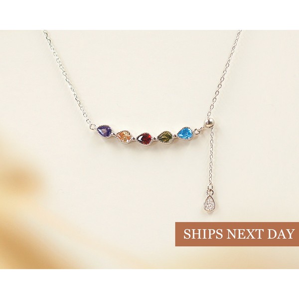 NATUR Gem Necklace • Gem Necklace In Sterling Silver • Gem Necklace For Her • Bridesmaid Gifts • Best Friend Gifts -- N3049