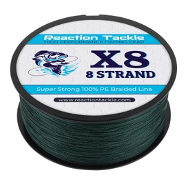 Reaction Tackle Braided Fishing Line - 8 Strand Moss Green 65LB 500yd