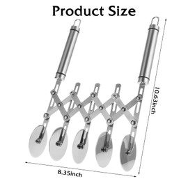 5 Wheel Pastry Cutter with Handle set of 2 Stainless Steel Double cutter Adjustable Pizza Slicer Multi-Round Dough Cutter Roller