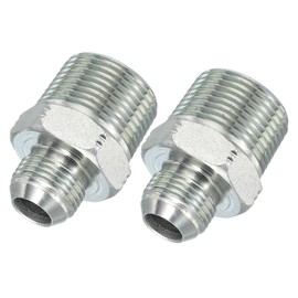 PATIKIL Hex Reducing Nipple Connectors Pipe Adapter 7/8" Male 37° Flare JIC x 1" Male NPT, 2 Pack Pipe Fitting Reducer Nipple Adapter Plated Steel Hydraulic Fitting