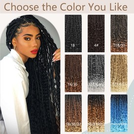 Crochet Boho Braids 18 Inch Boho Box Braids Crochet Hair for Black Women Ombre Blonde Bohemian Crochet Braids 1B/27/613 Pre Looped Goddess Box Braid Crochet Hair with Curly Ends