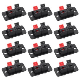 sourcing map 2 Way Spring Speaker Terminal Clip Push Release Connector Audio Cable Terminals Strip Block WP2-204 6Pcs