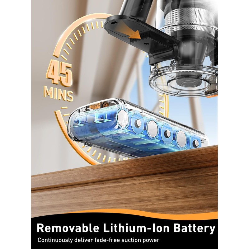 Cordless Vacuum Cleaner, 40Kpa 8 in 1 Powerful Suction Lightweight