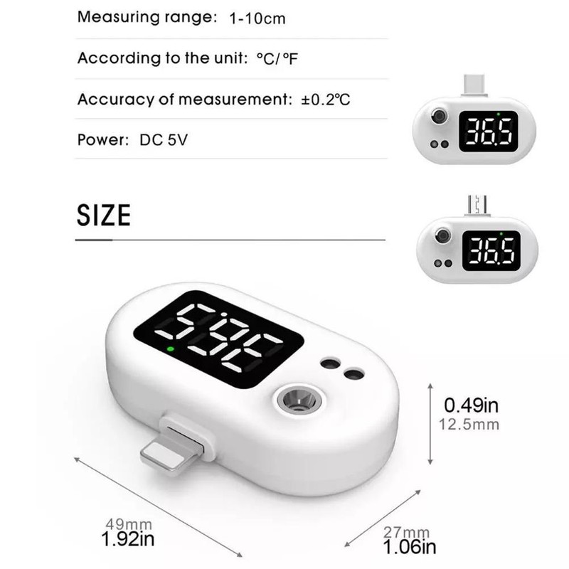 Smart Thermometer Portable Mini Cell Phone Thermometer Non Contact Infrared