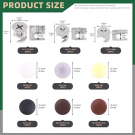 Keadic 120Pcs Furniture Connecting Cam Lock Fittings Assortment Kit with Plastic Screw Cover Caps, Joint Connector Nut Cabinet Connectors Hardware Bolts for Wardrobe Drawer Closets Bed