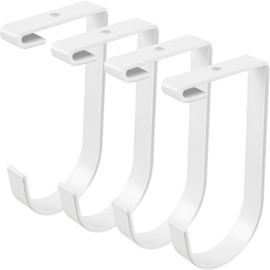 Saderoy 4-Pack Heavy Duty Add-On Flat Hook Accessory for Garage Ceiling and Wall Storage, Alloy Steel, White - Suitable for FLEXINOUMTS Racks and Shelves
