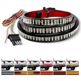GOOACC Truck Tailgate Light Bar 48" Triple Row 360 LED Strip 6 Function with Red Running Brake Amber Turning Signals Strobe White Reverse Lighting