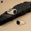 Amberta Solid 925 Sterling Silver Black Onyx Ring for Men