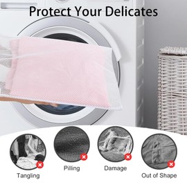 HBVUQ 2 Medium Durable Honeycomb Mesh Laundry Bag for Delicates with Premium Zipper,Wash Bag 16 * 20 Inch,Washing Bags for Socks,Jeans,Clothing,T-Shirt,Travel Storage Organize Bag