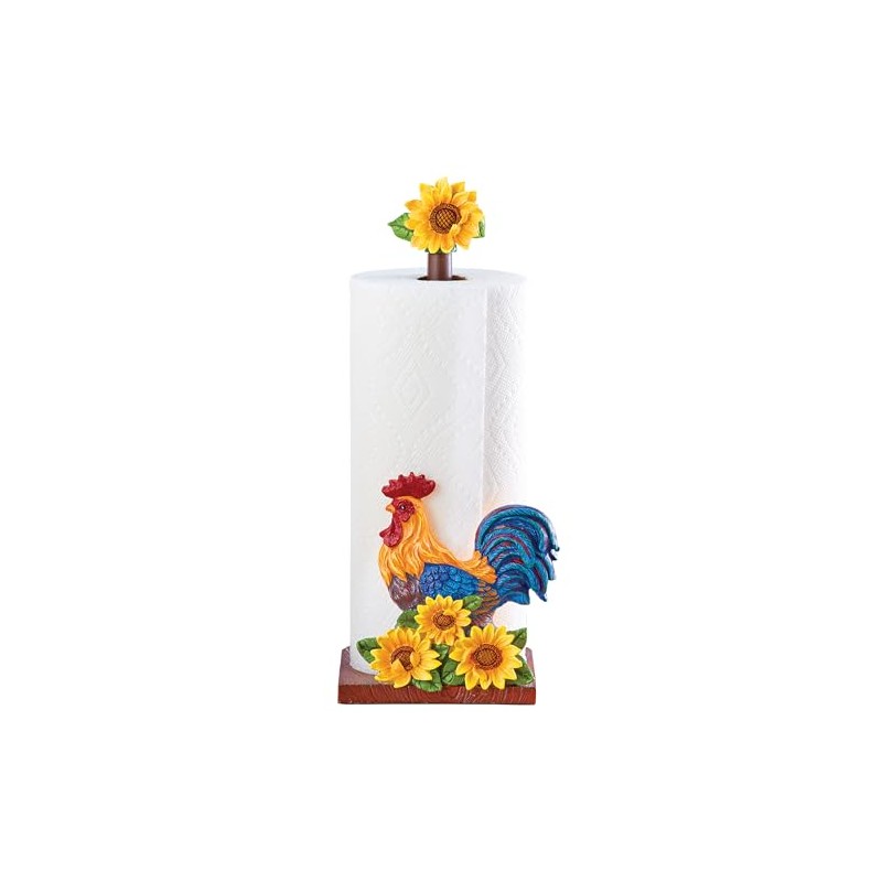 Collections Etc Tabletop Roosters & Sunflowers Standard Paper Towel Holder