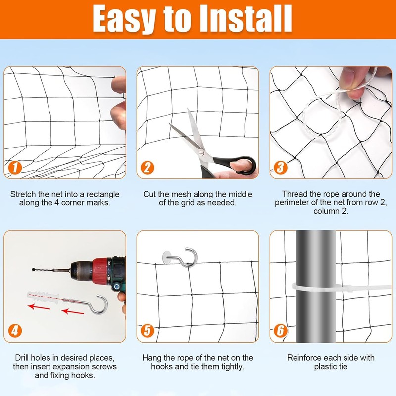 Caiyloxn Cat Net for Balcony, 6 x 3 m, Cat