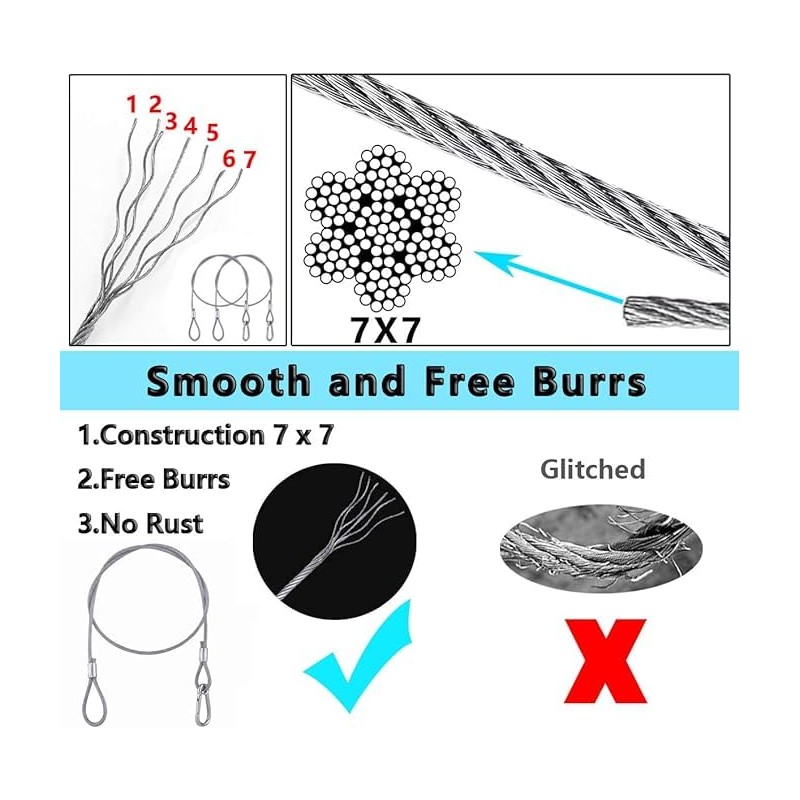 6 Pcs Stage Lighting Safety Cables with Spring Hook Glue