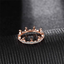EVBEA Mothers Day Sterling Silver Rings Rose Gold Cubic Zirconia Pave Rigns for Women Crown Promise Rings for Her
