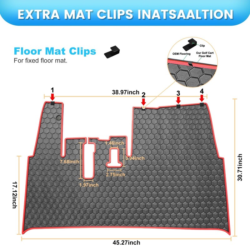 Golf Cart Floor Mat for Yamaha Floor Mat, 3/10" Thickness