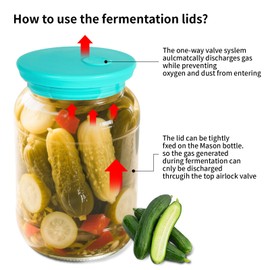 Kinggrand Kitchen Silicone Fermenting Lids Waterless Airlock Fermentation Tops Wide Mouth Mason Jar Lid Fermenter Caps for Pickles, Kimchi, and Fermented Probiotic Food 3 Pack Mint (Jars Not Included)