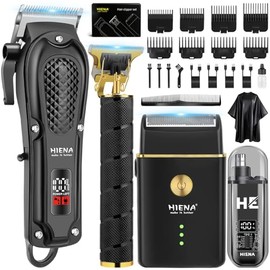 Hair Clippers for Men Professional, Cordless Complete Barber Kit with Electric Hair Clipper T-Blade Beard Trimmer Foil Shaver Nose Trimmer, Men's Hair Cutting Grooming Kit, 8 Guide Combs, Barber/Home