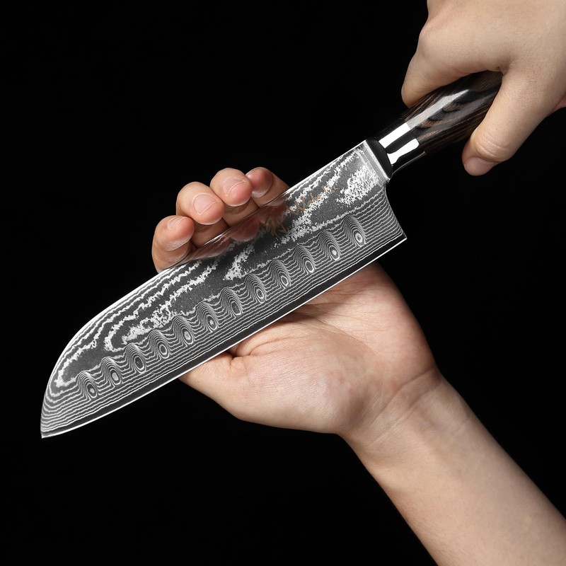 Wakoli EDIB 2-Piece Damascus Kitchen Knife Set – Santoku &