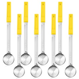 Teenyyou 8 Pcs Portion Control Serving Spoons Portion Scoops Cups Solid and Slotted Stainless Steel Ladle Spoon for Food, Serving Utensils Set for Parties (Yellow,1 oz)