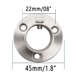 ZLYY 22mm / 0.8 Inch Dia Curtain Shower Curtain Rod Flange Mount Brackets, Satin Silver 2-Pack Curtain Rod Bracket (304 Stainless Steel)