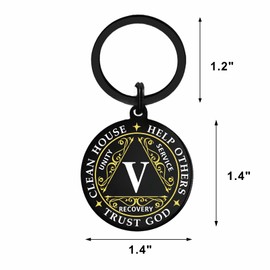Viayen 5 Year Sobriety Gifts for Women Men- 5 5th Five Year Sober Anniversary Birthday Keychain Keepsake