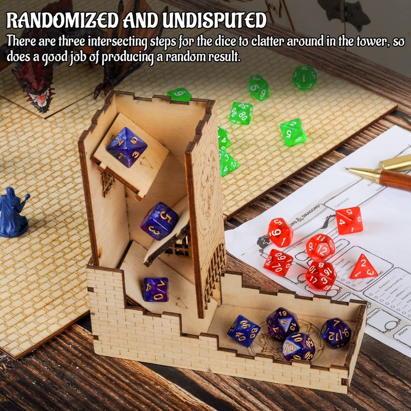 CZYY Castle Dice Tower with Tray Wood Laser Cut Dragon