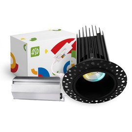 ASD Trimless 2 Inch LED Recessed Lighting, 15W 120V Round Commercial LED Downlight, Canless Dimmable LED Downlights for Ceiling with J-Box, 5 CCT 2700K-5000K, CRI 90+, IC Rated, ETL, Energy Star Black