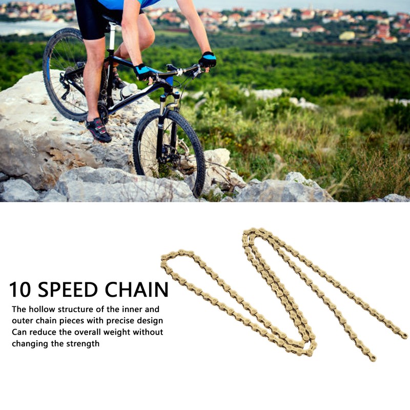 Gold 10 Speed Bike Chain Half Hollow Lightweight Bicycle Chain
