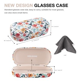 molshine Sunglasses Case Hard Shell Leather Classic Large Glasses Case for Men and Women Sunglasses, White flower