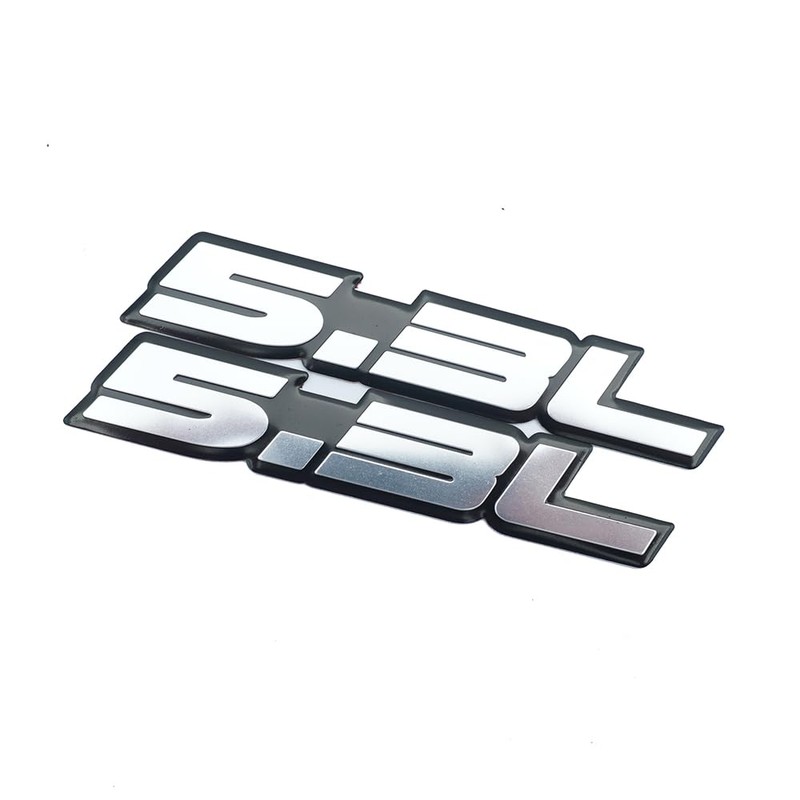 Pair Set 5.3L Liter Embossed Highly Polished Real Aluminum Auto