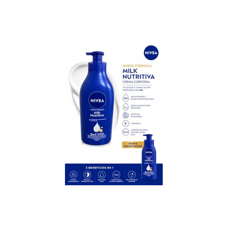 NIVEA - Nivea Crema Corporal, Piel Extra Seca, 1000 ml