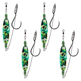 MiOYOOW Catfish rig floats set, 4 pieces catfish fishing leader set, catfish rig device catfish hooks with rattles and floats for catfish fishing