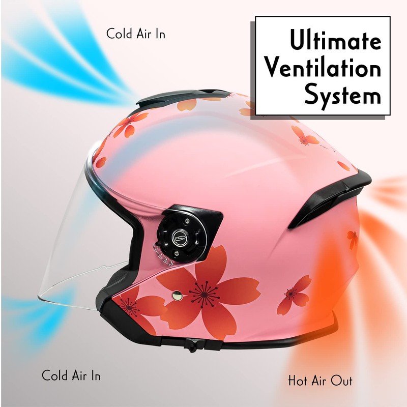VCAN V88 3/4 Open Face Motorcycle Scooter Helmet ECE &