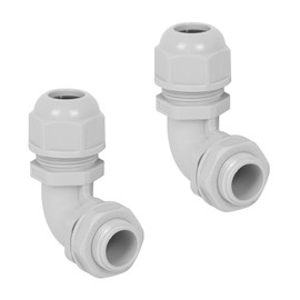 LeMotech M20 Cable Gland, 90 Degree Adjustable 9-14mm Strain Relief, Cord Connectors Nylon Joints with Gaskets, 2 Pcs, Grey
