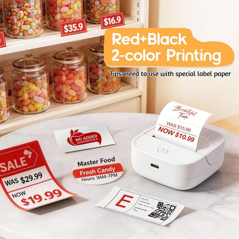 Membship B23a Mini Thermal Sticker Printer, Portable Bluetooth Label Maker