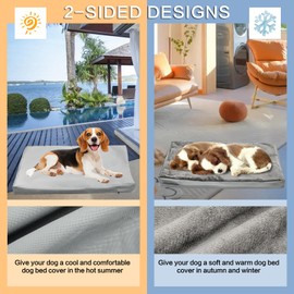 Waterproof Dog Bed Cover with Zipper, Washable Pet Hair Easy to Remove Fluffy Dog Bed Replacement Cover, Removable Puppy Pet Bed Cover for Dog CAE, Cover Only (Gray, Small)