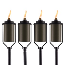 TIKI Easy Install 4-Pack Simply Metal Torches – Bronze Decorative Outdoor Lighting for Patio, Lawn, Backyard & Garden | 65" | Weather-Resistant | Includes Long-Lasting Wick & Snuffer