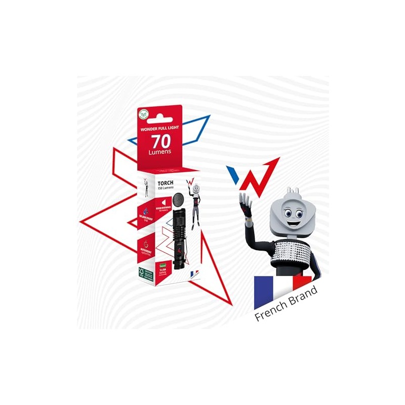 W WONDER Full Energy Mini Flashlight 70 Lumens IP44 Torch