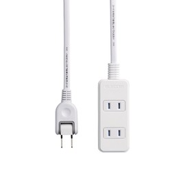 Elecom T-ST02-22310WH Power Strip, Dust-Proof Shutter, Easy Wiring, 180° Swing Plug, 3 Outlets, 3.3 ft (1 m), White