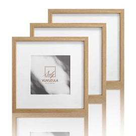 VUVUZULA Picture Frame 20 x 20 cm Wooden Frame Set of 3 Oak Square Photo Frame MDF Frame with Mount 12 x 12 cm Natural