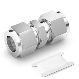 TAISHER 1 PCS 304 Stainless Steel Compression Tube Pipe Fitting Connector, 6mm Tube OD x 6mm Tube OD Straight Adapter