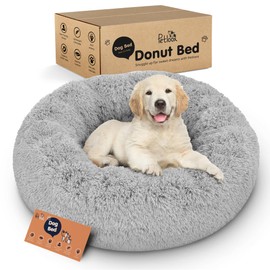 Donut Dog Bed - Premium Comfort for Anxiety Relief - Fluffy & Calming Design with Ultra-Plush Support | Cozy Round Dog Bed with Super Soft Circle Style (Grey, Small)