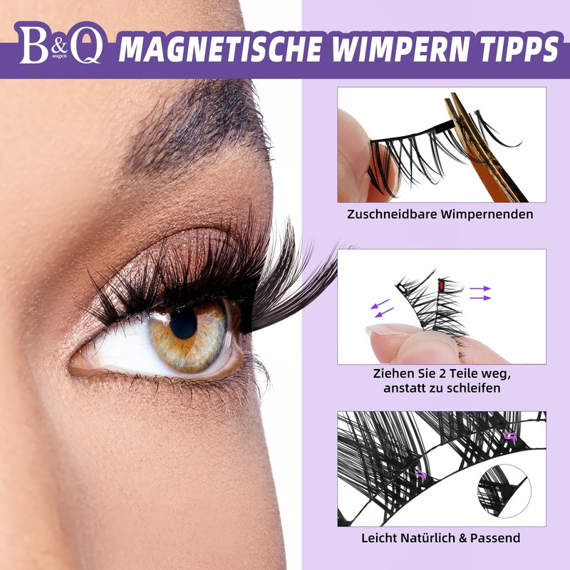 B&Q Magnetic Eyelashes, 2 Pairs, Magnetic Eyelashes, Natural Look, Two