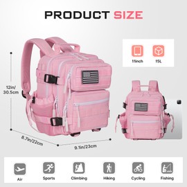 Boomistry 15L Mini Tactical Backpack Small Tactical Backpack for Men and Women, Military Molle Backpack for Gym, Daily, Pink-15l, 15L, Tactical Style