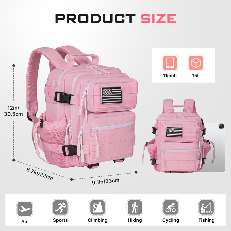 Boomistry 15L Mini Tactical Backpack Small Tactical Backpack for Men