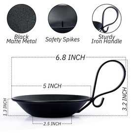 AGLARY 2PCS Matte Black Iron Pillar Candle Holders, with Handle, Simple Industrial Style ，Table Centerpiece Decoration，with Safety Spike.