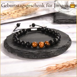 PDTU Birthday gift for boys, bracelet with tiger eye gift for boys for birthday, gifts for 13-18 birthday boy, Stone, Onyx