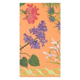 Caspari Mary Delany Flower Mosaics Paper Guest Towel Napkins in Melon - Two Packs of 15